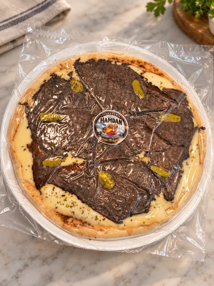 Pizza con ternera presentada por Hamdan